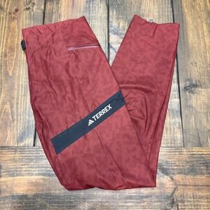 Adidas Terrex Rain.RDY Mens 36 Maroon Textured Hiking Pants Technical Gorpcore